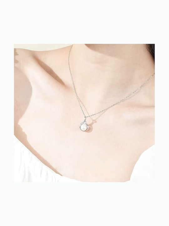 By Queen Necklace S925 Pearl Tear Shape Zircon