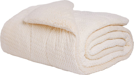 Das Home Κουβερτοπάπλωμα με Γέμιση Hollowfiber Μονό 160x220εκ. Sherpa 1366 Ecru 750 GSM 12 togs