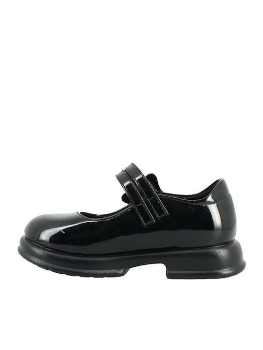 Kids Anatomic Patent Leather Ballerinas with Hoop & Loop Closure Black