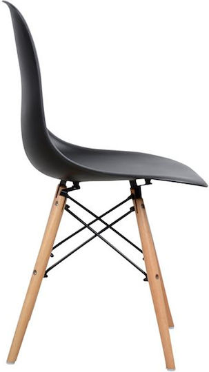 Dining Room Wooden Chair Black Velvet-Black Metal 46x50x82cm