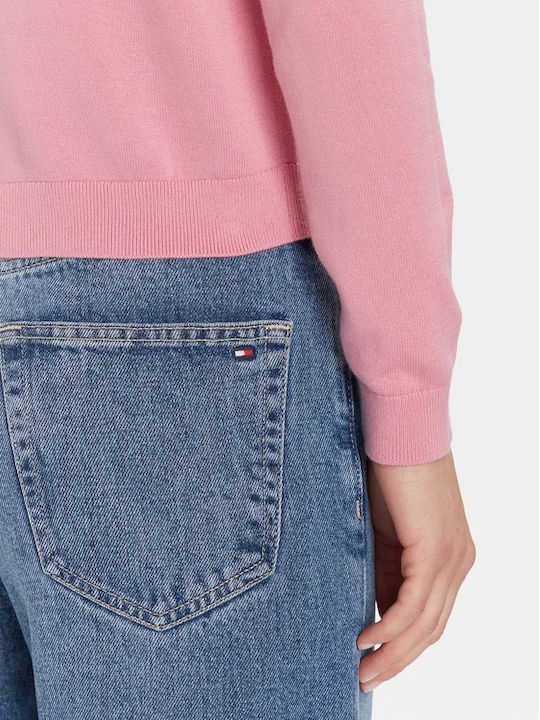 Damen Langärmelig Baumwollpullover Rosa