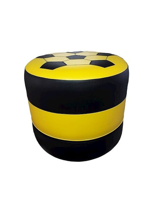 Stool For Living Room Upholstered with Leatherette Yellow-Black 43x43x39cm