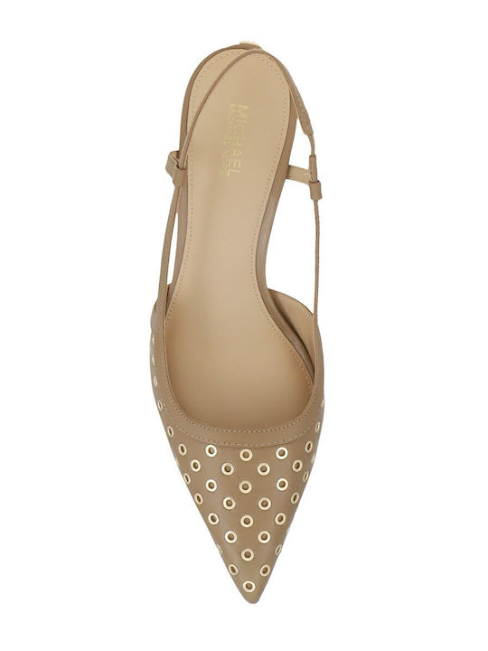 Alora Leder Pumps mit Riemchen & mittelhoher Absatz Beige