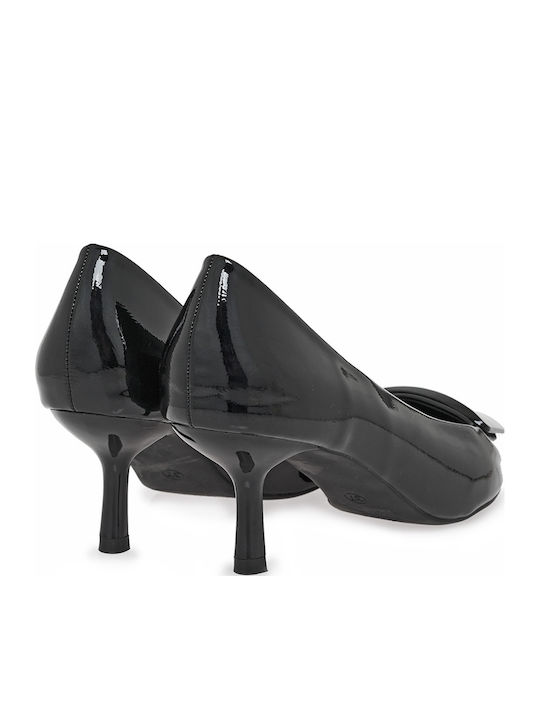 Patent Leather Black Medium Heels