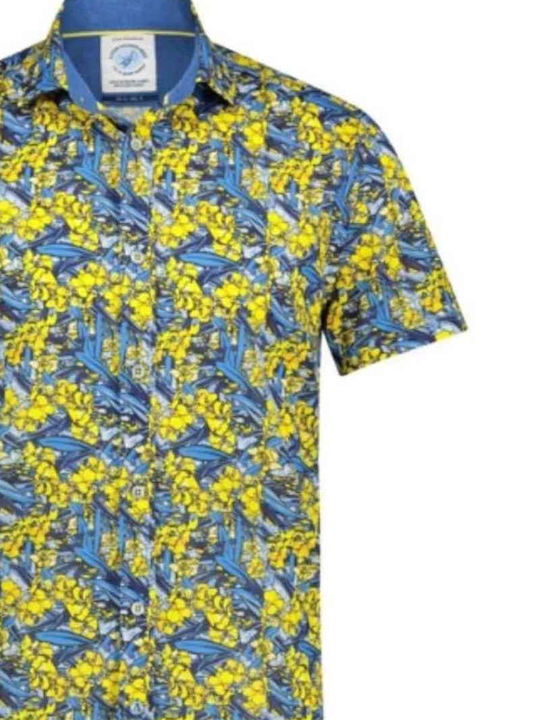 A Fish Named Fred Τζιν Πουκάμισο Oleander Blue/yellow