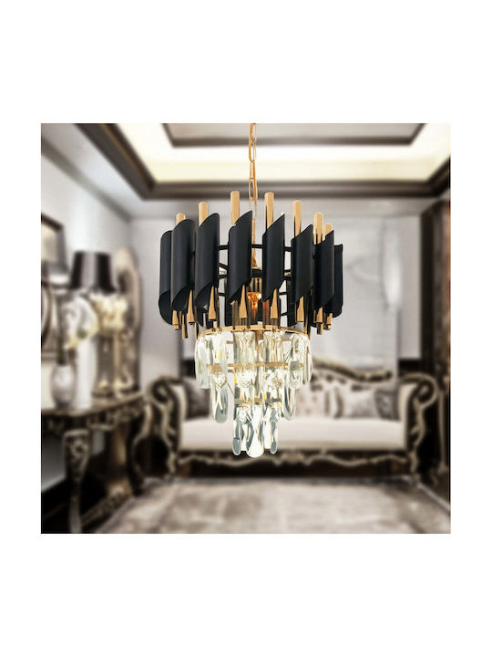 Alista Home Candelabru 3xE14 Ø30cm Cu Cristale Auriu AT1CT-IM1P-HT2L-CC900/300