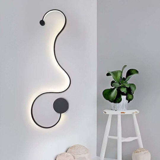 Alista Home Μοντέρνο Φωτιστικό Τοίχου με Ενσωματωμένο LED και Φυσικό Λευκό Φως Μαύρο
