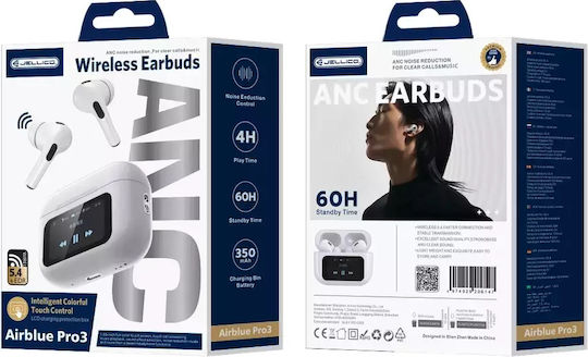 Jellico Airblue Pro 3 In-ear Bluetooth Handsfree Ακουστικά με Θήκη Φόρτισης Λευκά