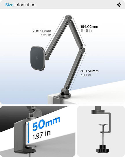 Spigen Onetap Clamp Βάση Tablet με Βραχίονα σε Γκρι χρώμα