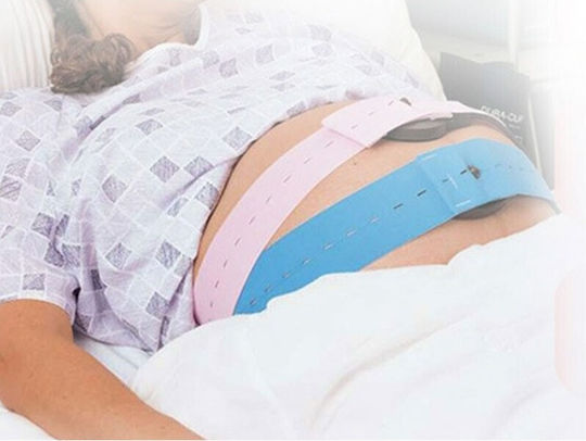 Set 2 Centuri Pentru Monitorizarea Ritmului Cardiac Fetal Flippy Material Elastic Moale 6 X 130 Cm Albastre