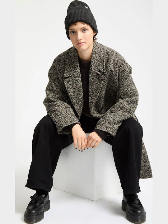 Eastcoat Women's Beige Coat Oversized with Buttons