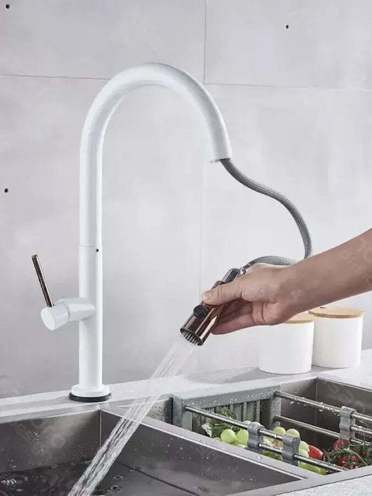 Alista Home Cf 1035 A Baterie Chiuvetă Bucătărie Bancă Cu Duș Extractibil Albă
