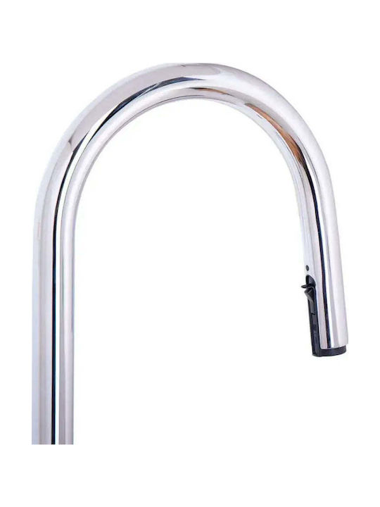 Alista Home Fj5543 Baterie Chiuvetă Bucătărie Bancă Cu Duș Extractibil Argintie