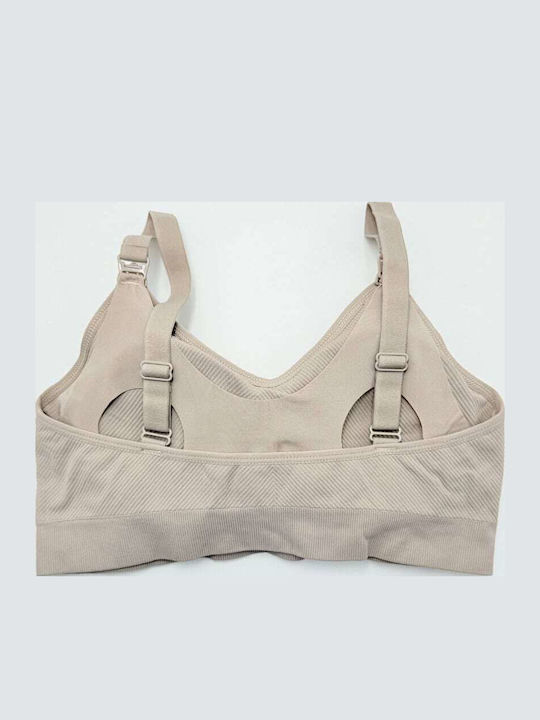 Ouno Maternity & Nursing Sports Bra with Clips Nude