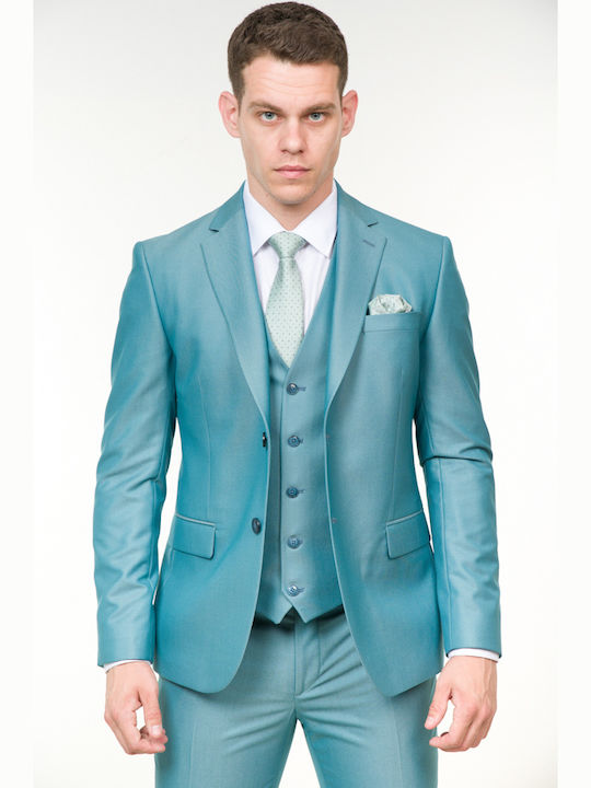 Men's Suit with Vest Petrol (Item J062)