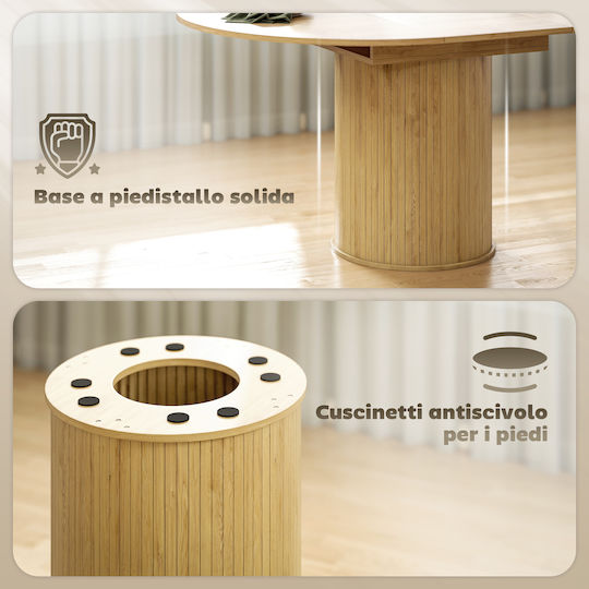 Masa Ovală Extensibilă Pentru Sala De Mese Metalică Culoarea Nuanței De Lemn 150x110x75cm