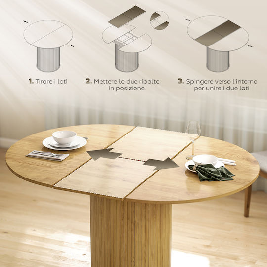 Masa Ovală Extensibilă Pentru Sala De Mese Metalică Culoarea Nuanței De Lemn 150x110x75cm