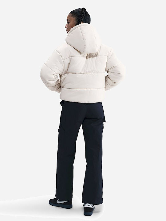 Sportswear Short Women's Puffer Jacket for Winter Ecru