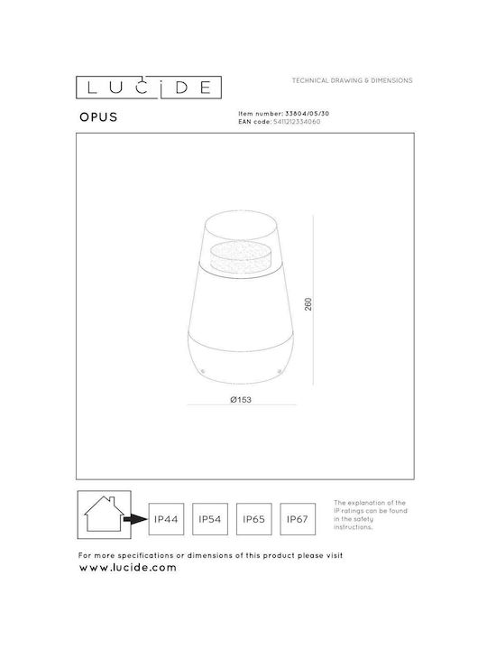 Lucide Lightning Lucide Outdoor Floor Lamp LED for Exterior Space 9W with Warm White Light IP54 Black