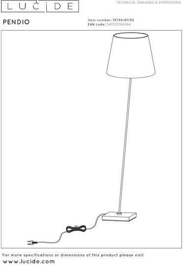 Lucide Lightning Lucide Floor Lamp H150xW35cm. Black