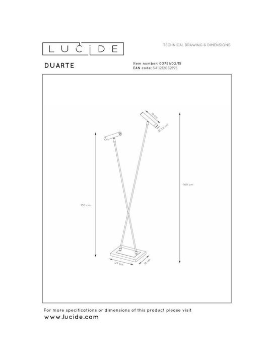 Lucide Lightning Duarte Floor Lamp with Socket for Bulb G9 Gray