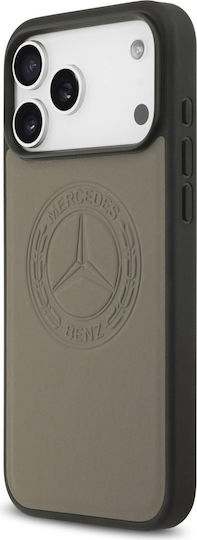 Mercedes-Benz Logo Umschlag Rückseite Leder / Kunststoff / Silikon Braun (iPhone 17 Pro Max)