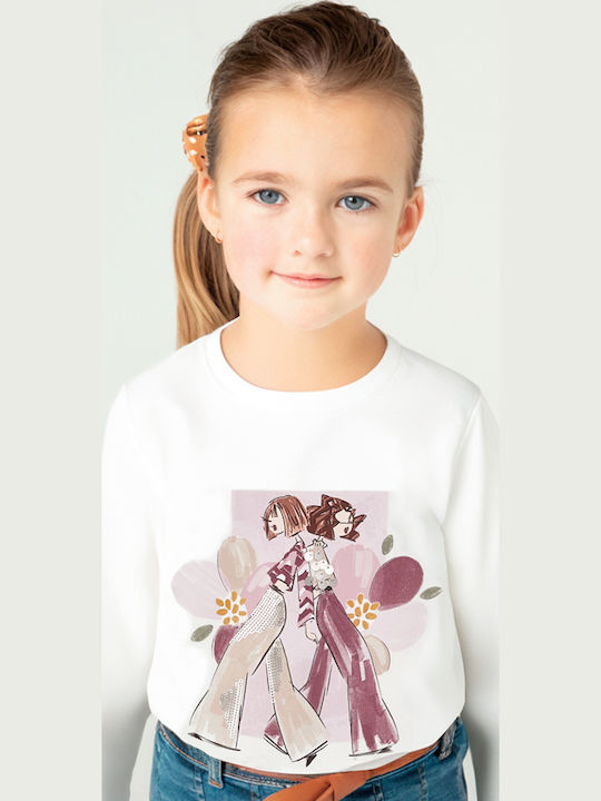 Kids' Shirt Long Sleeve Ecru-Pink