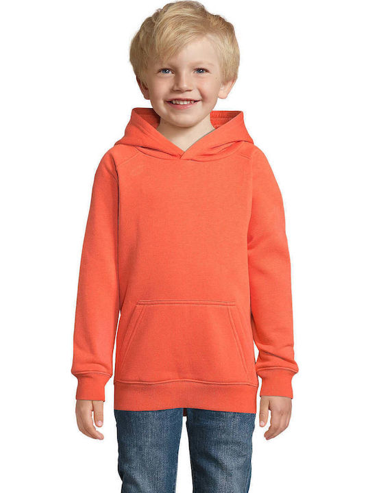 Kinder-Sweatshirt mit Kapuze und Taschen Orange