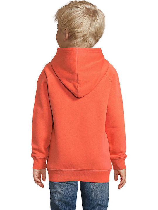 Kinder-Sweatshirt mit Kapuze und Taschen Orange