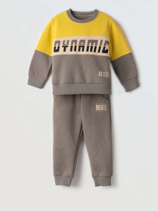 Kids Sweatpants Set Yellow-Grey 2pcs
