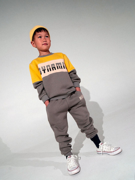 Kids Sweatpants Set Yellow-Grey 2pcs