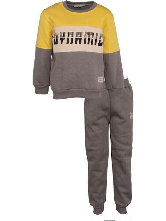Kids Sweatpants Set Yellow-Grey 2pcs
