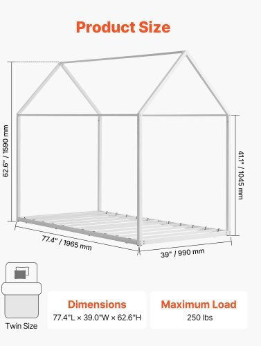 Kids Bed Single White for Mattress x