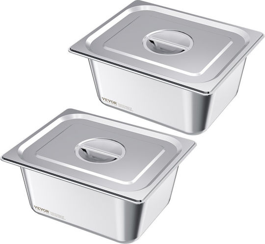 Vevor 1/2 Size Gastronorm Pans Lids Steam Pans 6" Deep Stainless Steel 2 Pack