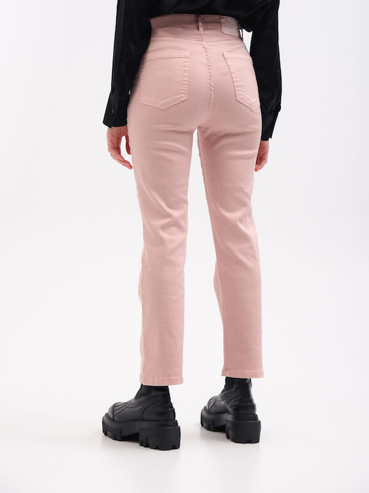 High Waist Women's Jean Trousers in Bootcut Fit Pink