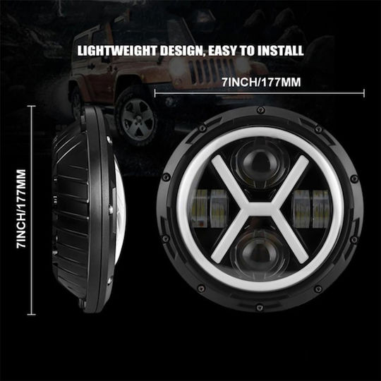 Round Daytime Running Lamps Car LED Jeep Wrangler / CJ Land Rover Defender Mitsubishi Pajero Suzuki LJ / SJ Samurai 12V 30W 17.78cm with Red Lighting 1pcs