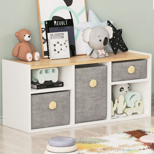 Kids Wooden Bookcase White 103.6x35x46cm