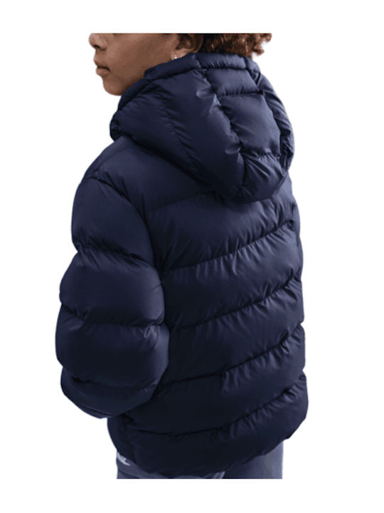 Puffer Kinder Sport Jacke mit Kapuze Blau
