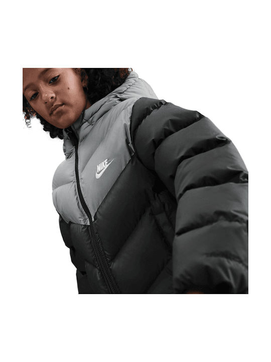 Kids' Sports Jacket with Hood Black Puffer
