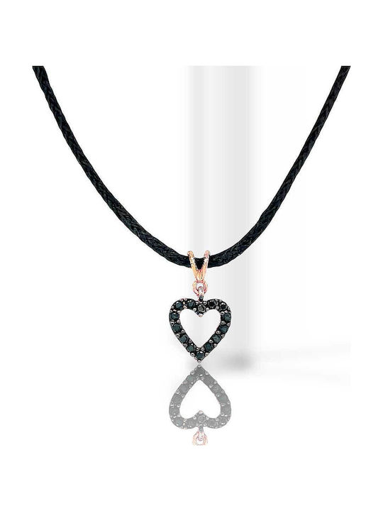 Xryseio Charm Inimă Din Oțel Cu Zircon Negru