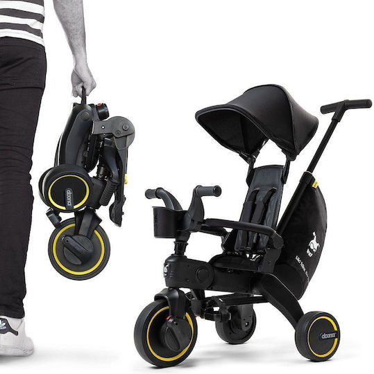 Doona Tricicletă pentru copii Liki Trike Pliabil, Transformabil cu Mâner Parental & Cort pentru 10+ luni Midnight