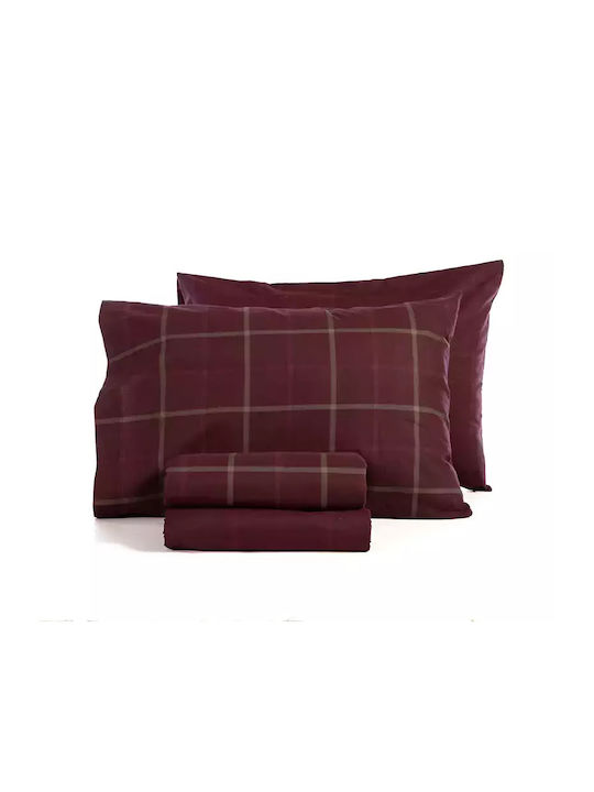 Nef-Nef Homeware Naiberg Super-Double Bed Sheets Set 240x260cm Bordo 4pcs