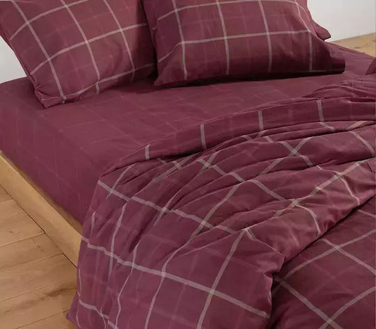 Nef-Nef Homeware Sheet Sets Single Flannel 160x260cm. Naiberg Bordo 3pcs