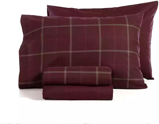 Nef-Nef Homeware Sheet Sets Single Flannel 160x260cm. Naiberg Bordo 3pcs