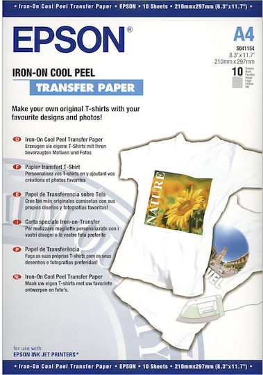 Epson Iron-On Transfer Photo Paper Transfer Paper A4 (21x30) 124gr/m² for Printers Inkjet 10 Sheets