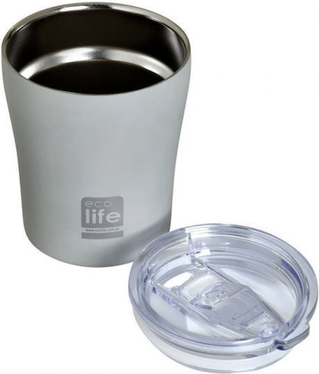 Ecolife Glass Thermos Stainless Steel BPA Free 300ml Gray with Mouthpiece