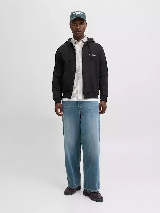 Jack & Jones Sweat Ζακέτα Μαυρο με Κουκούλα