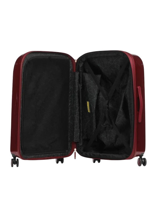 Mandarina Duck Logoduck+ Μεσαία Βαλίτσα Ταξιδίου Σκληρή Σκούρο Κόκκινο Μεταλλικό με 4 Ρόδες Ύψους 69εκ.