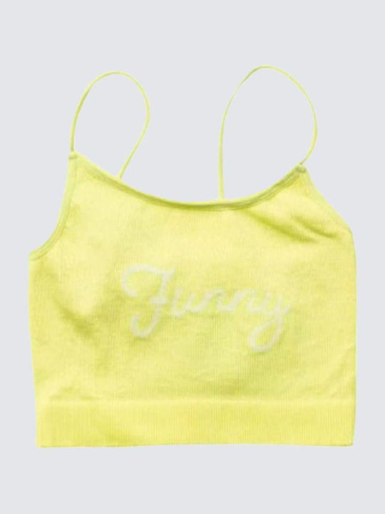 Παιδικό Crop Top Αμάνικο Κίτρινο neon Funny