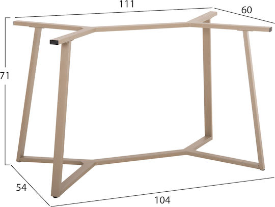 HomeMarkt Metallische Tischbasis Für Tisch / Büro Mit Einstellbarer Cappuccino Farbe 60x111x71cm
